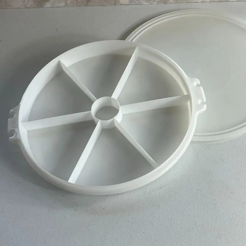 Vintage Tupperware Serving Tray With Lid White 7 Compartments
